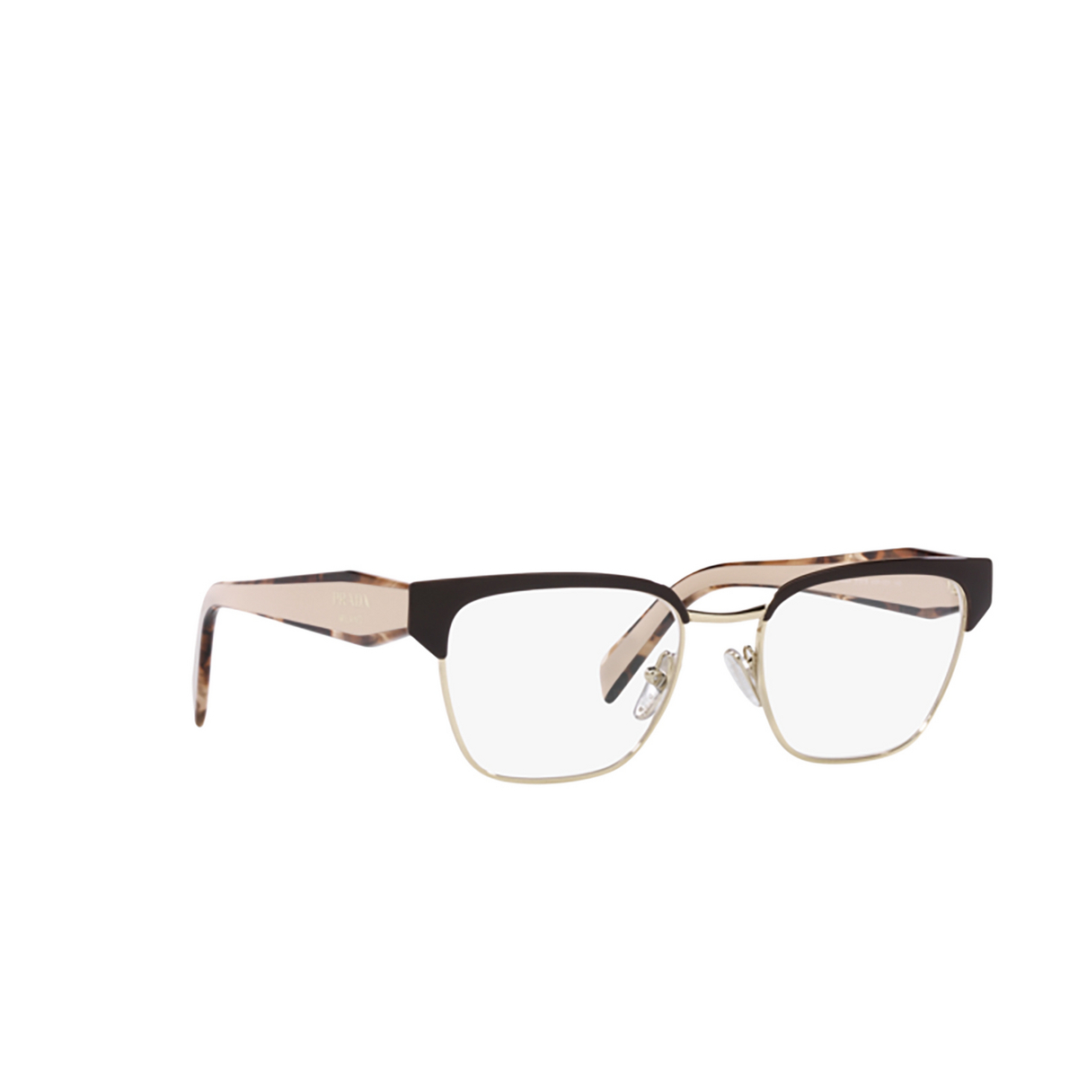 Prada PR 65YV Eyeglasses KOF1O1 Brown / Pale Gold - three-quarters view