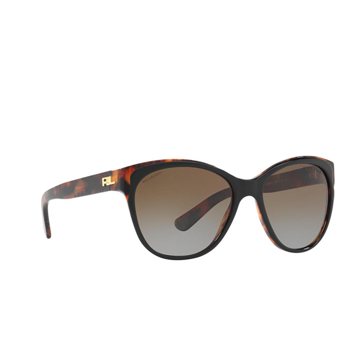 Ralph Lauren® Cat-eye Sunglasses: RL8156 color Shiny Black On Jerry Havana 5260T5 - three-quarters view.