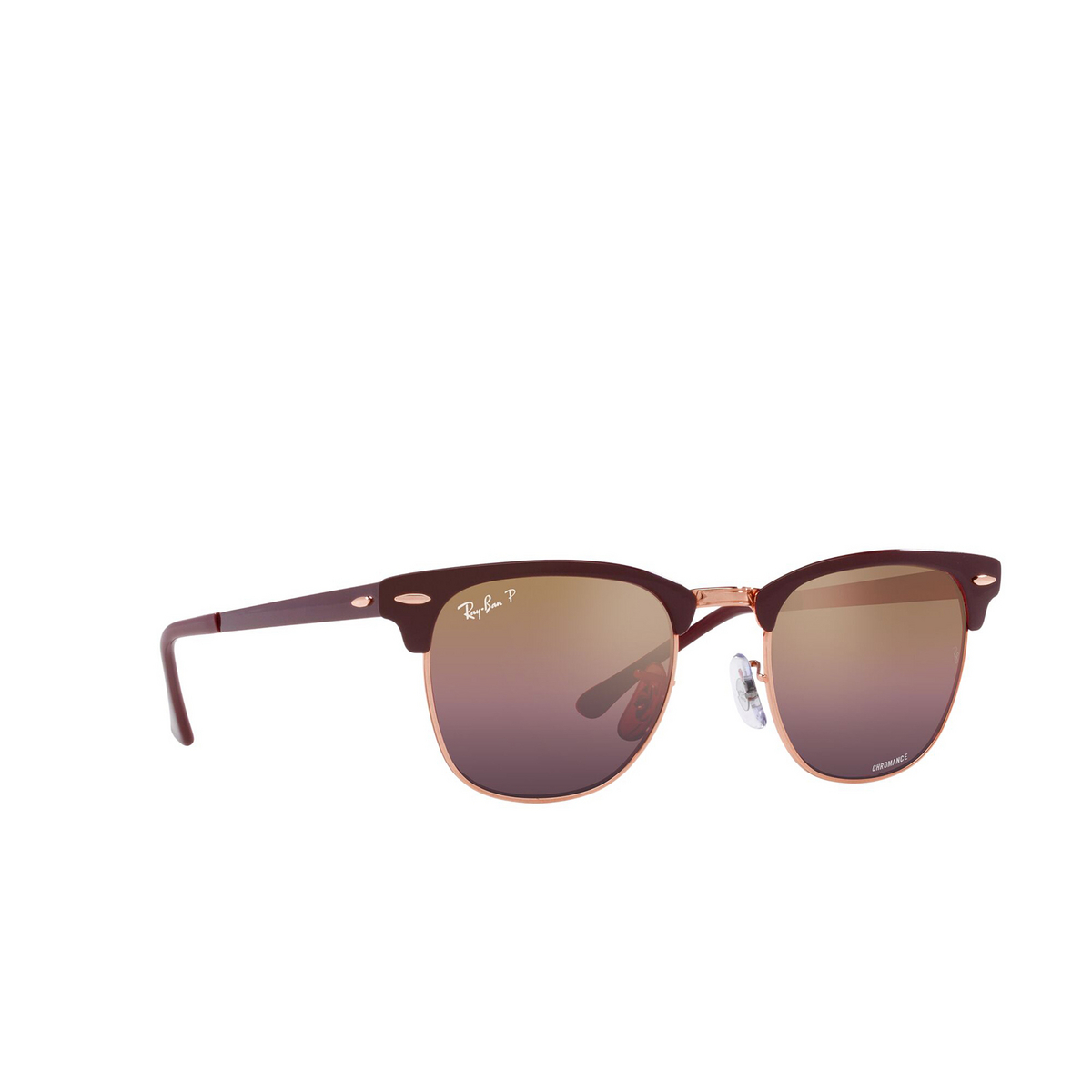 Ray-Ban CLUBMASTER METAL Sunglasses 9253G9 Bordeaux On Rose Gold - three-quarters view