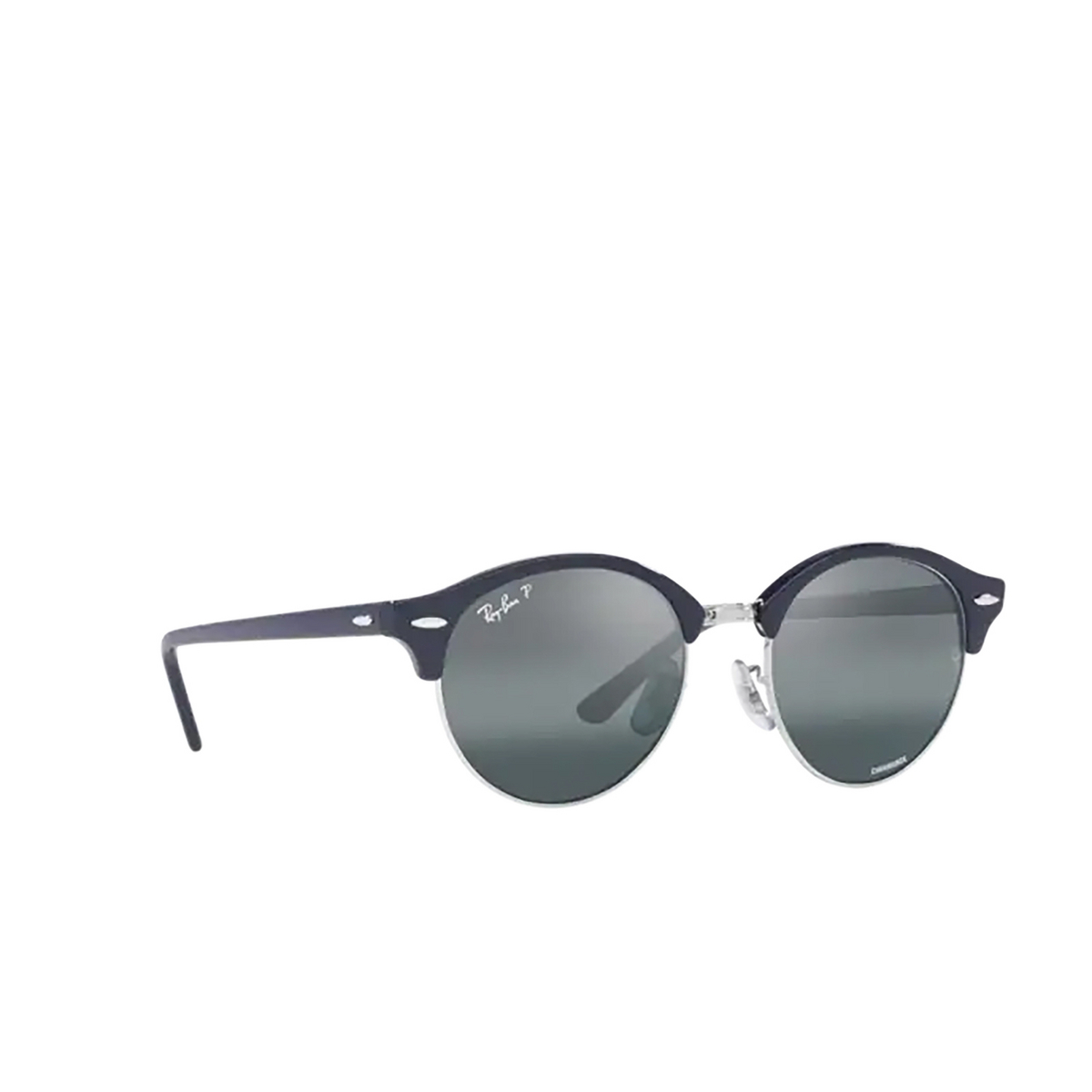 Ray-Ban CLUBROUND Sunglasses 1366G6 Blue On Silver - three-quarters view