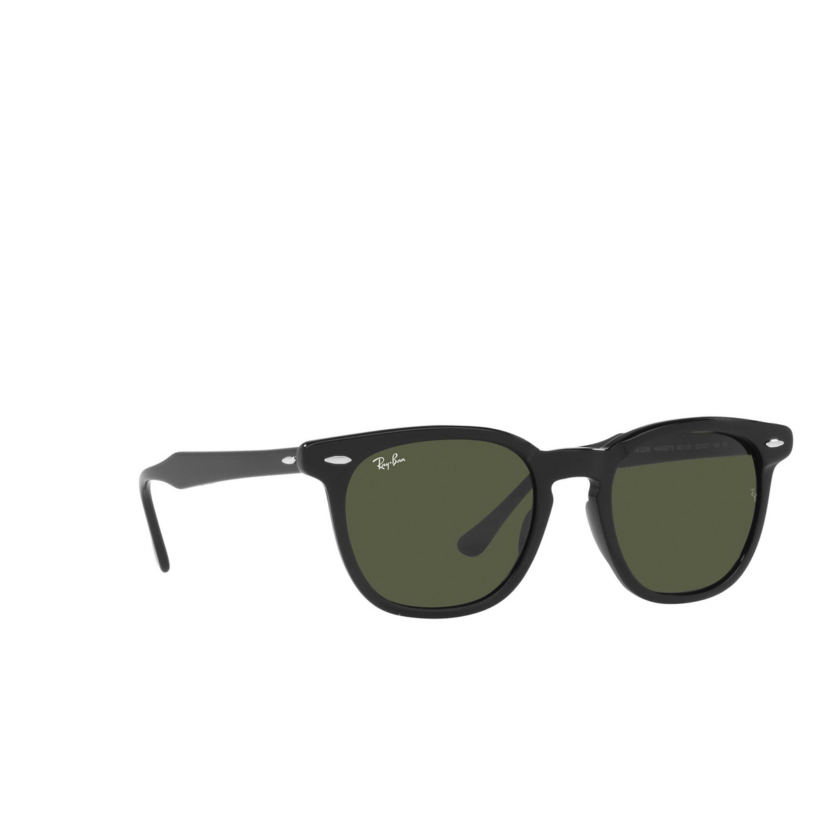Ray-Ban® Square Sunglasses: Hawkeye RB2298 color Black 901/31 - three-quarters view.