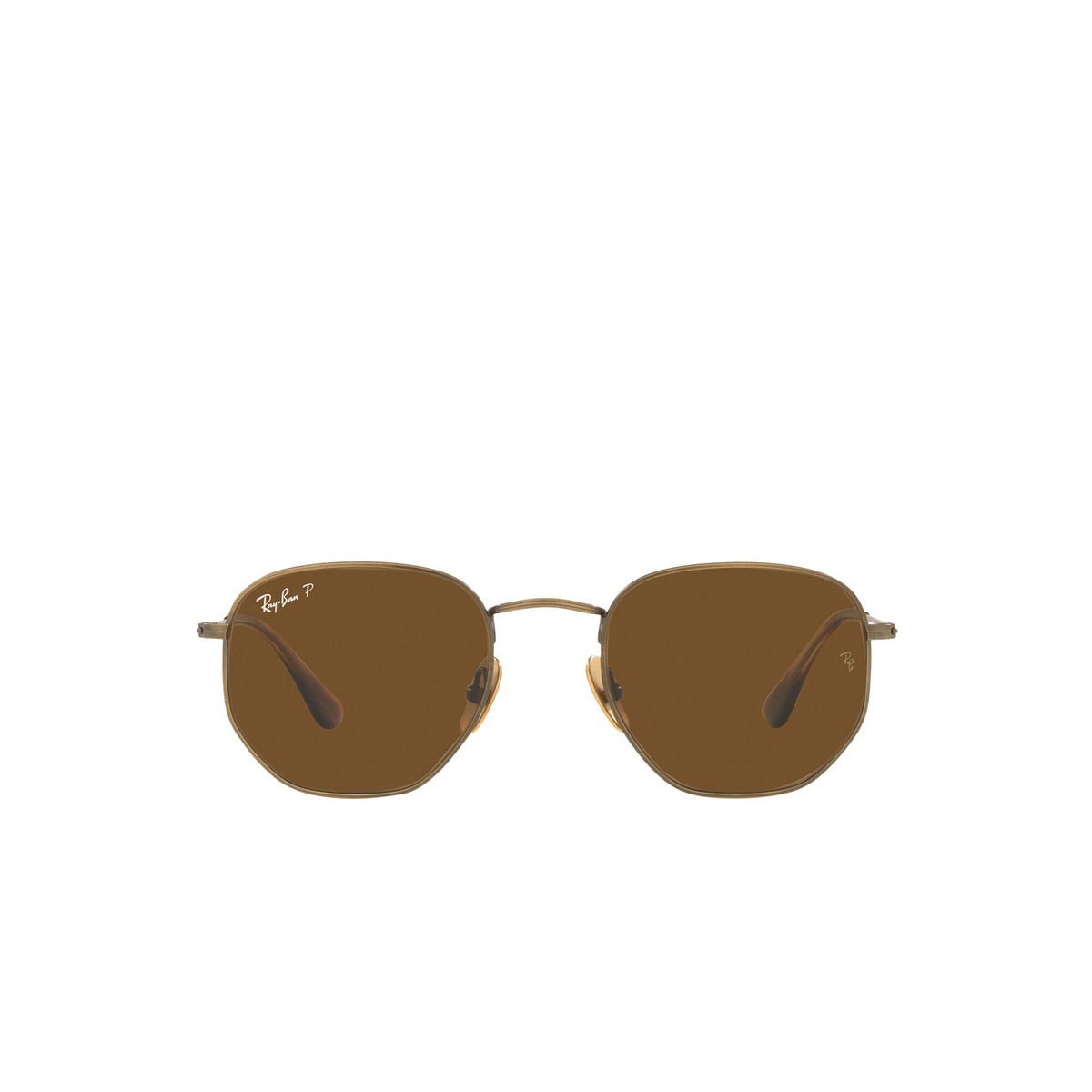 Ray-Ban® Irregular Sunglasses: Hexagonal RB8148 color Demigloss Antique Gold 920757 - front view.