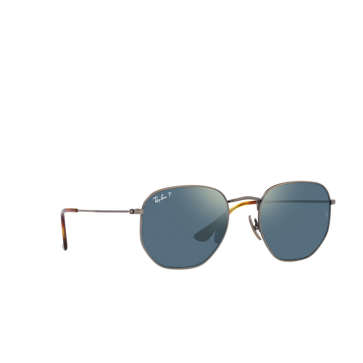 Ray-Ban® Irregular Sunglasses: Hexagonal RB8148 color Demigloss Gunmetal 9208T0 - three-quarters view.
