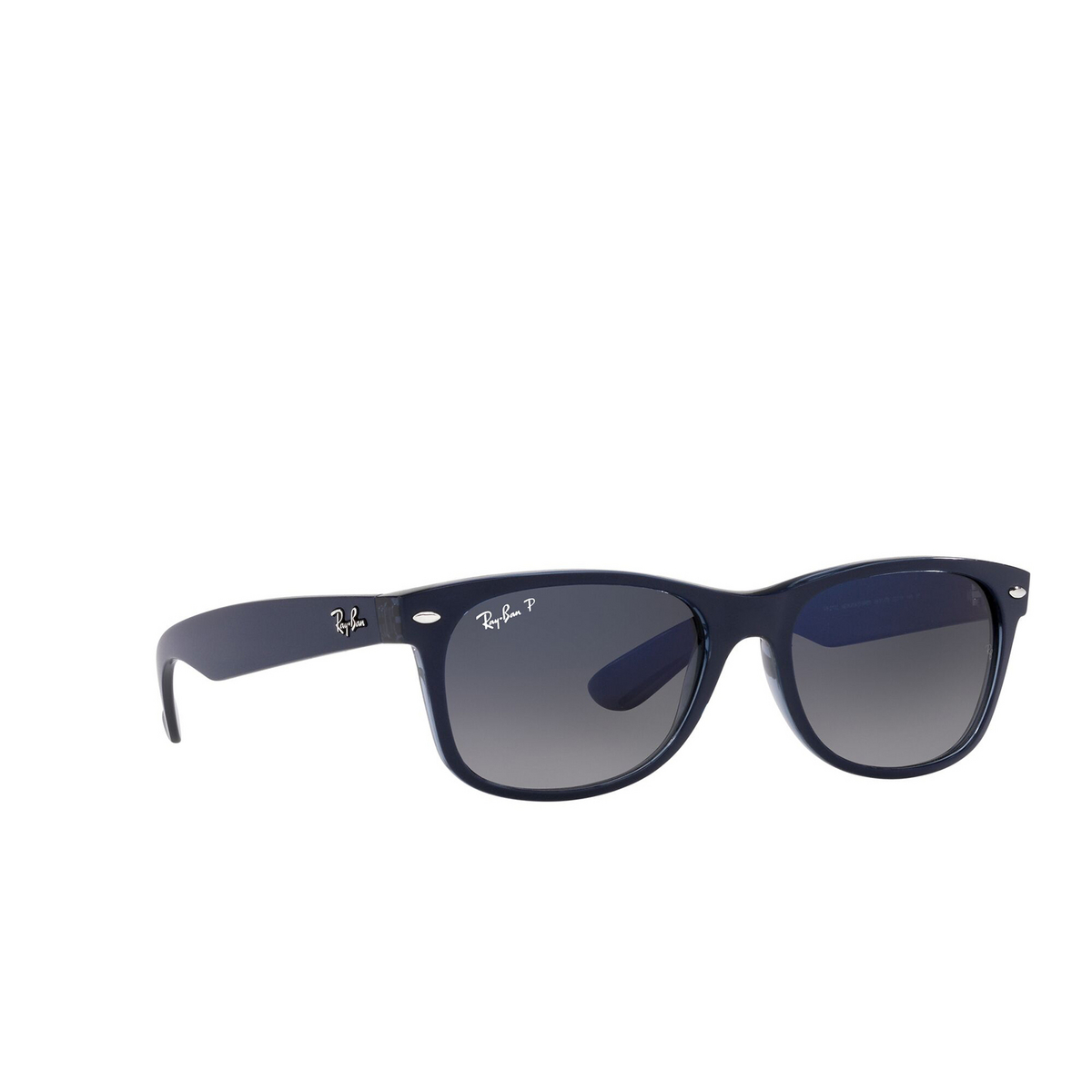 Ray-Ban NEW WAYFARER Sunglasses 660778 Matte Blue On Transparent Blue - three-quarters view