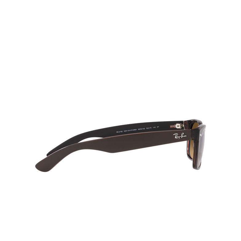 Ray-Ban NEW WAYFARER Sunglasses 6608M2 matte brown on transparent brown - 3/4