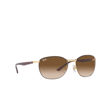 Ray-Ban RB3702 Sunglasses 900951 brown on gold - three-quarters view