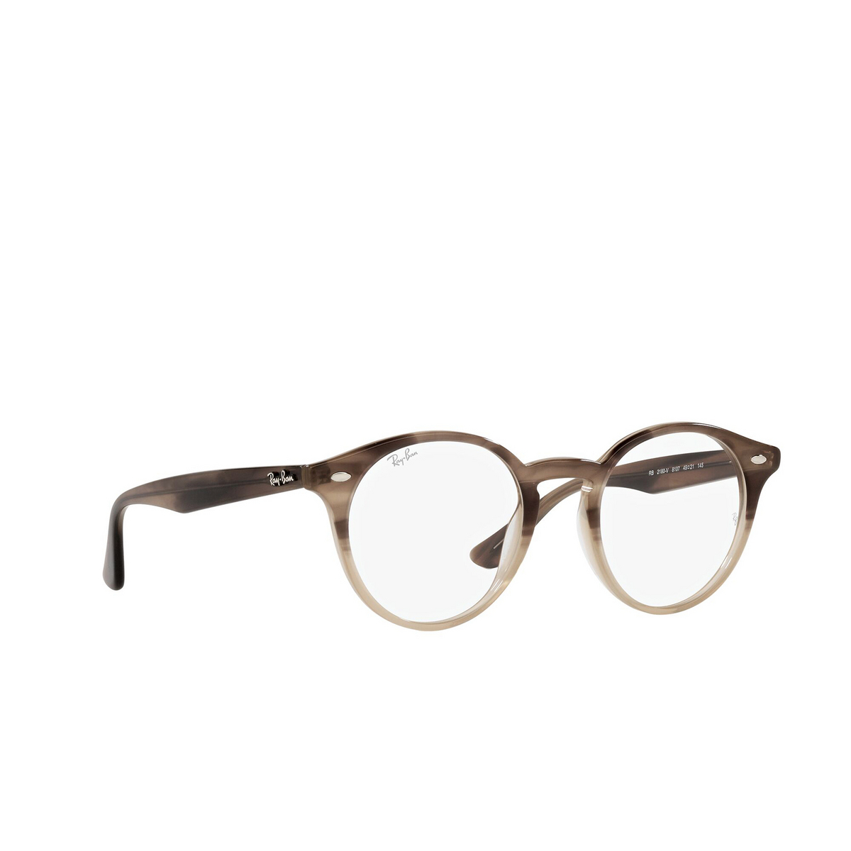 Ray-Ban® Round Eyeglasses: RX2180V color Gradient Brown Havana 8107 - three-quarters view.