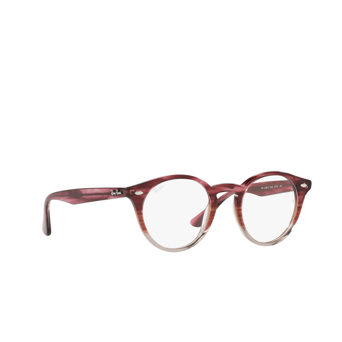 Ray-Ban® Round Eyeglasses: RX2180V color Gradient Bordeaux Havana 8145 - three-quarters view.