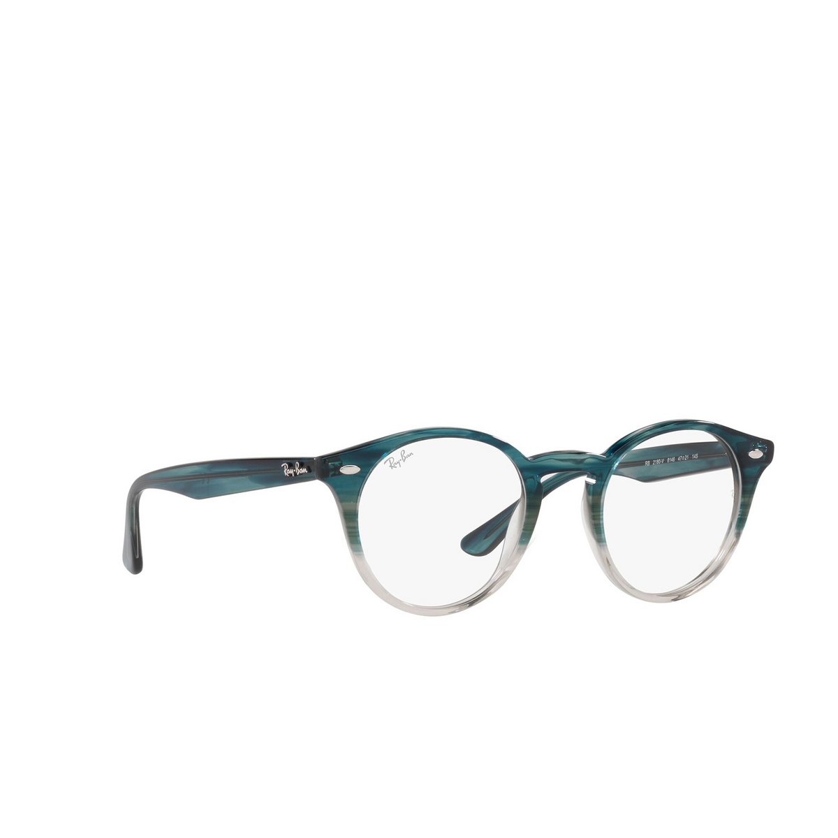 Ray-Ban® Round Eyeglasses: RX2180V color Gradient Turquoise Havana 8146 - three-quarters view.