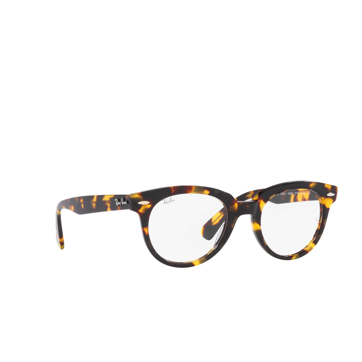 Ray-Ban® Round Eyeglasses: RX2199V color Yellow Havana 8116 - three-quarters view.