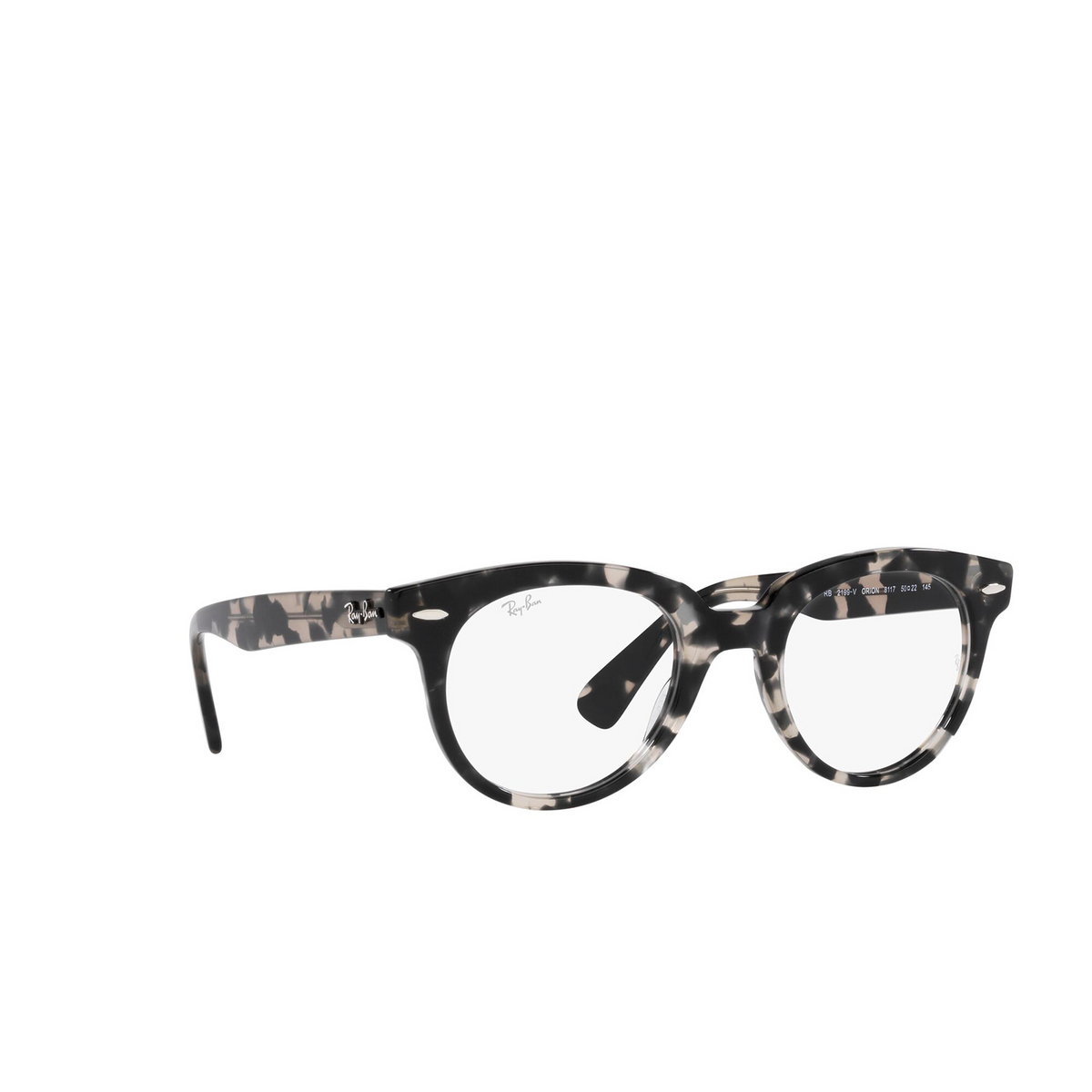 Ray-Ban® Round Eyeglasses: RX2199V color Grey Havana 8117 - three-quarters view.