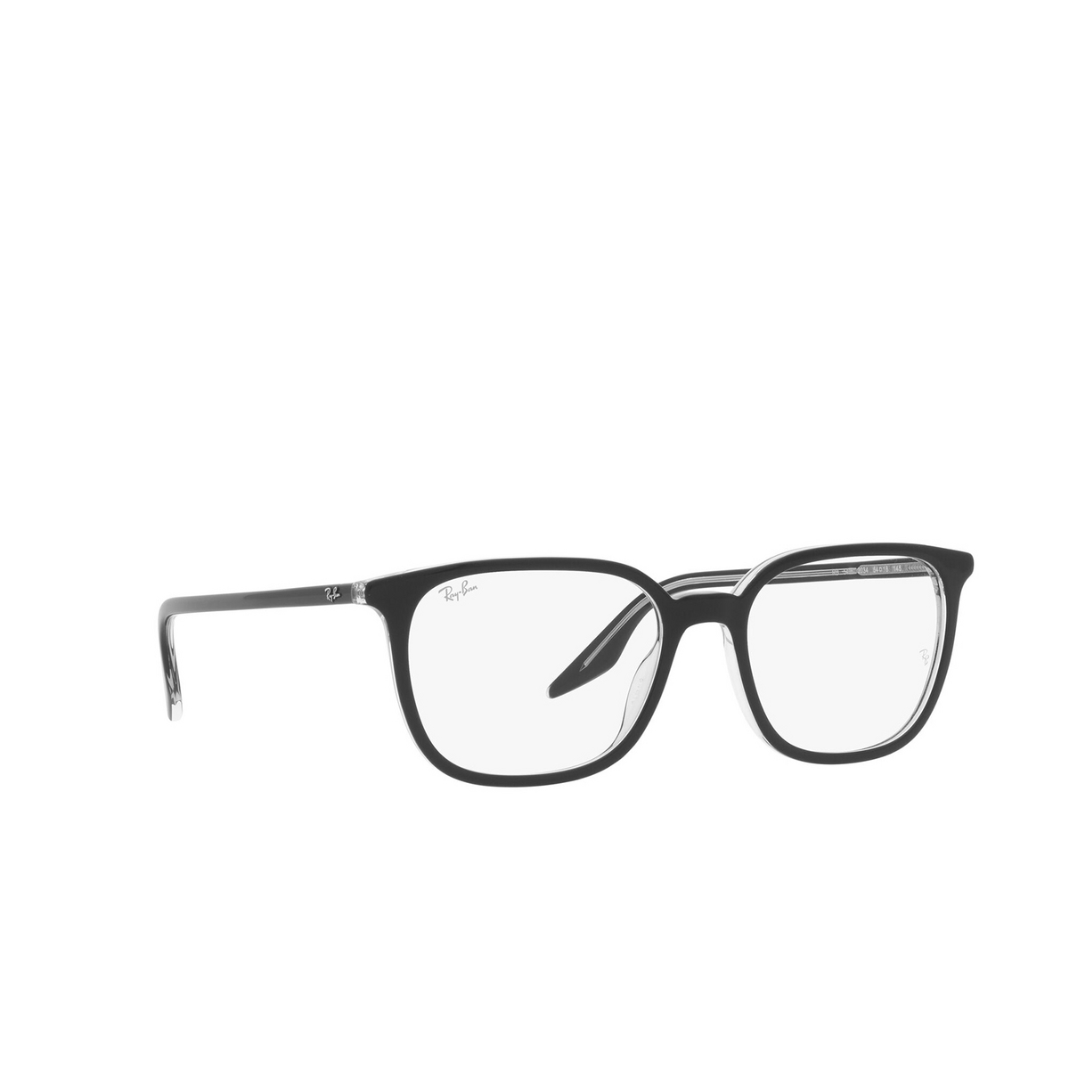 Ray-Ban RX5406 Eyeglasses 2034 Black On Transparent - three-quarters view