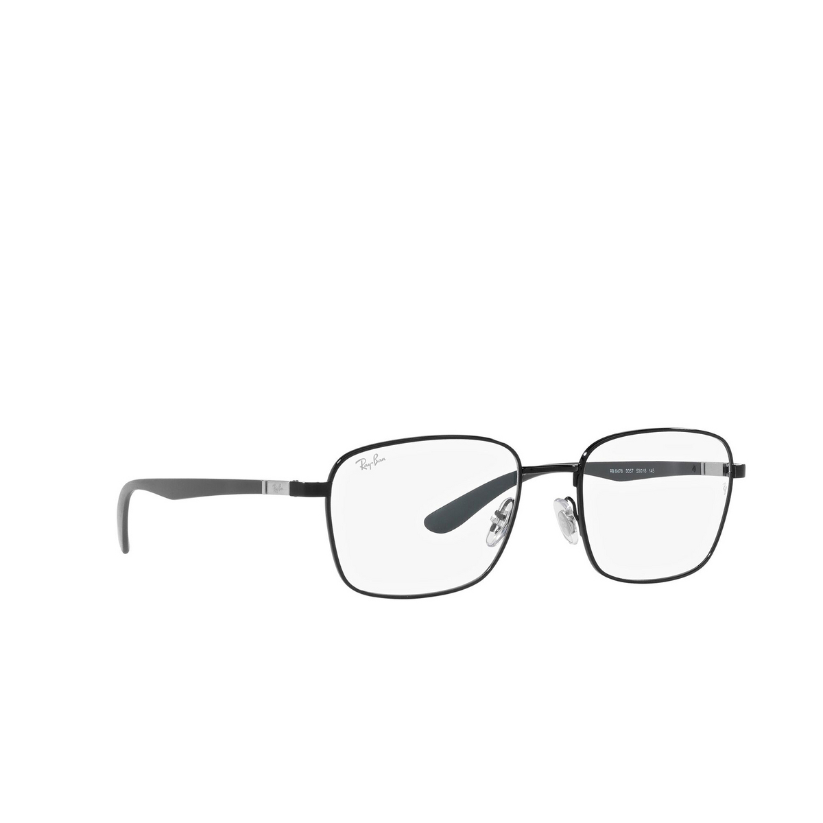 Ray-Ban® Square Eyeglasses: RX6478 color Black 3057 - three-quarters view.