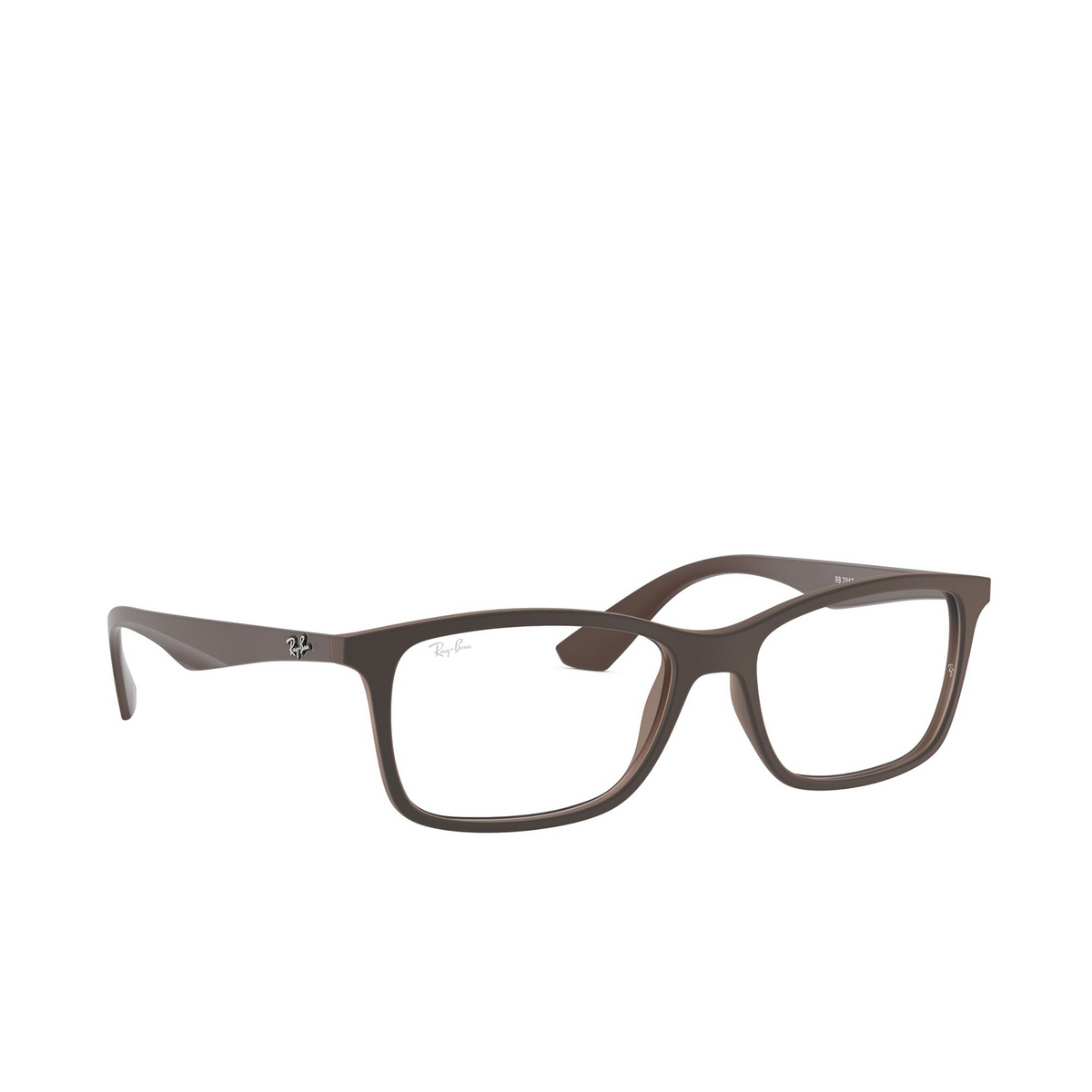 Ray-Ban RX7047 Eyeglasses 5451 Matte Transparent Brown - three-quarters view