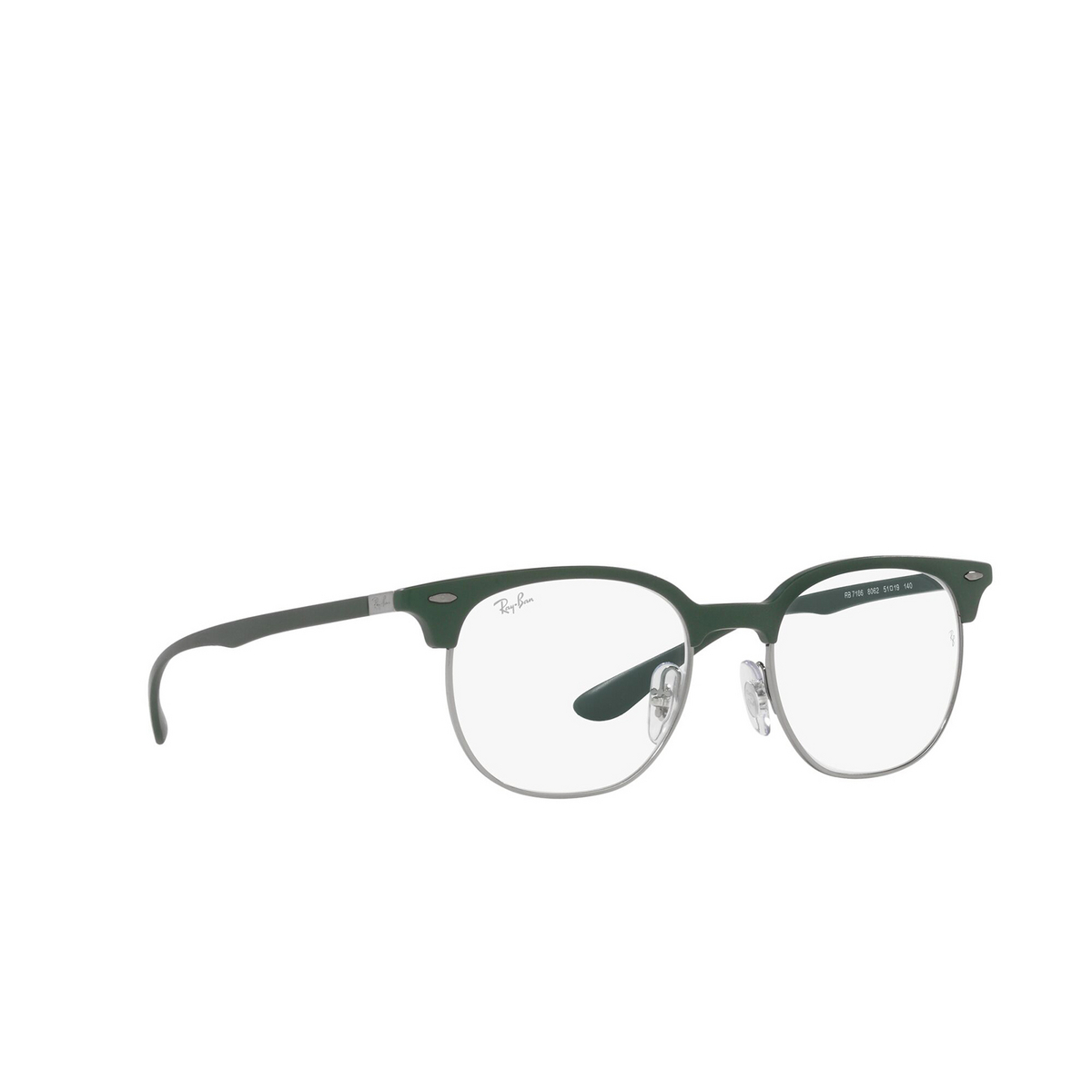 Ray-Ban® Square Eyeglasses: RX7186 color Sand Green 8062 - three-quarters view.