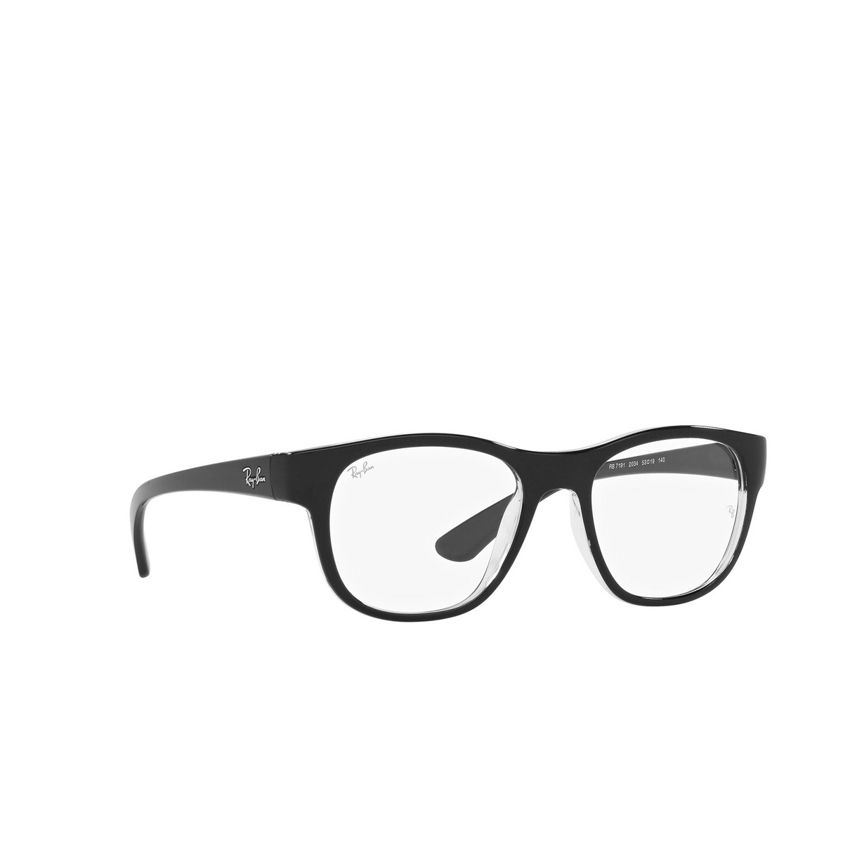 Ray-Ban RX7191 Eyeglasses 2034 Black On Transparent - three-quarters view