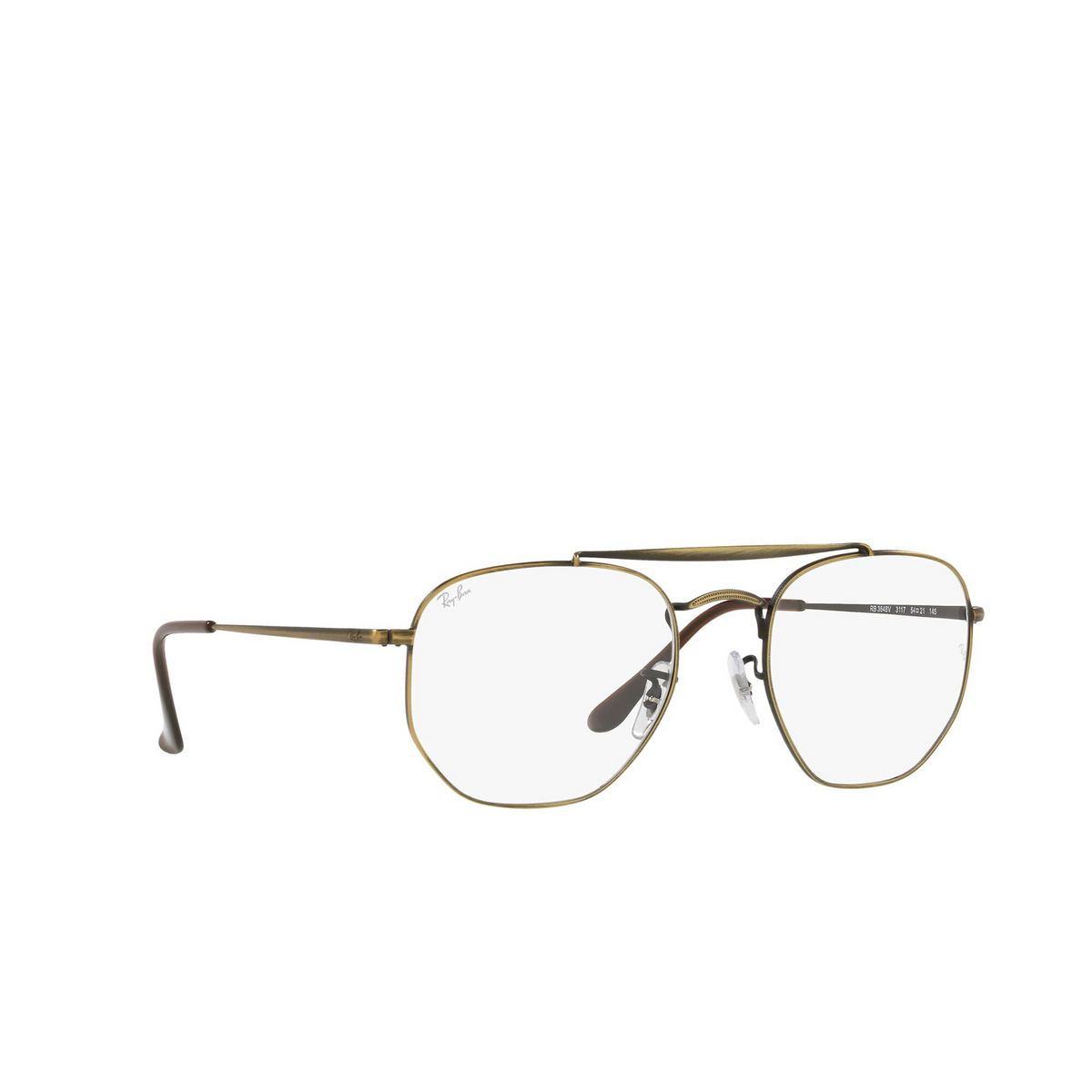 Ray-Ban® Irregular Eyeglasses: The Marshal RX3648V color Antique Gold 3117 - three-quarters view.