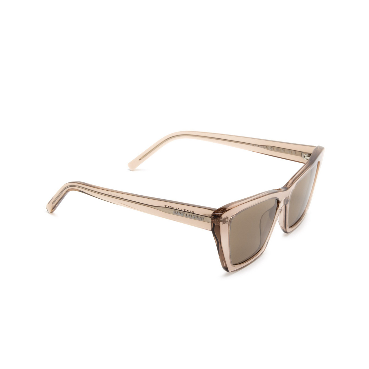 Saint Laurent® Cat-eye Sunglasses: Mica SL 276 color Pink 029 - three-quarters view.