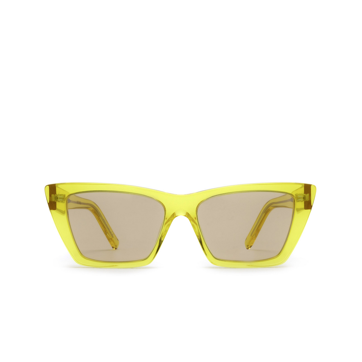 Saint Laurent® Cat-eye Sunglasses: Mica SL 276 color Yellow 027 - front view.