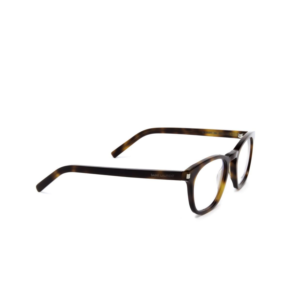 Saint Laurent® Square Eyeglasses: SL 28 OPT color 002 Havana - three-quarters view