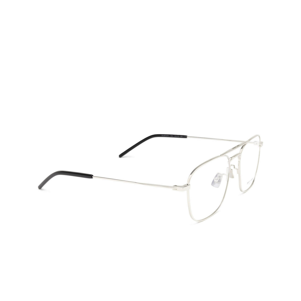 Saint Laurent® Square Eyeglasses: SL 309 OPT color Silver 002 - three-quarters view.
