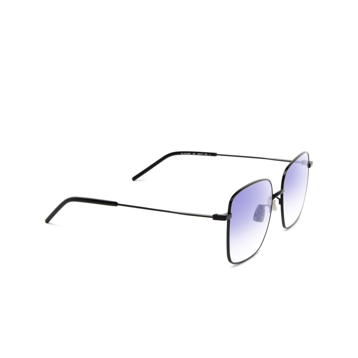 Saint Laurent® Square Sunglasses: SL 314 SUN color Black 001 - three-quarters view.