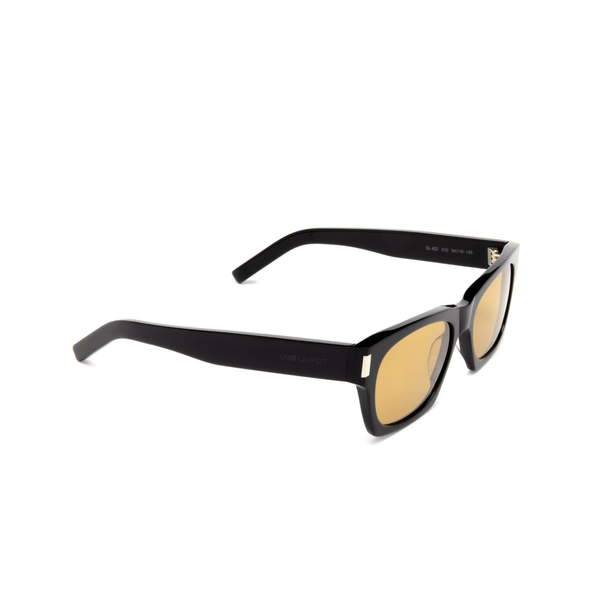 Saint Laurent® Square Sunglasses: SL 402 color 010 Black - three-quarters view