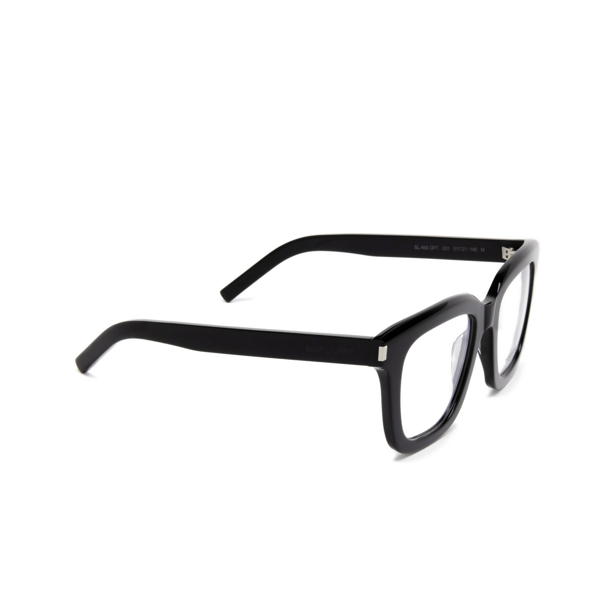 Saint Laurent® Square Eyeglasses: SL 465 OPT color 001 Black - three-quarters view