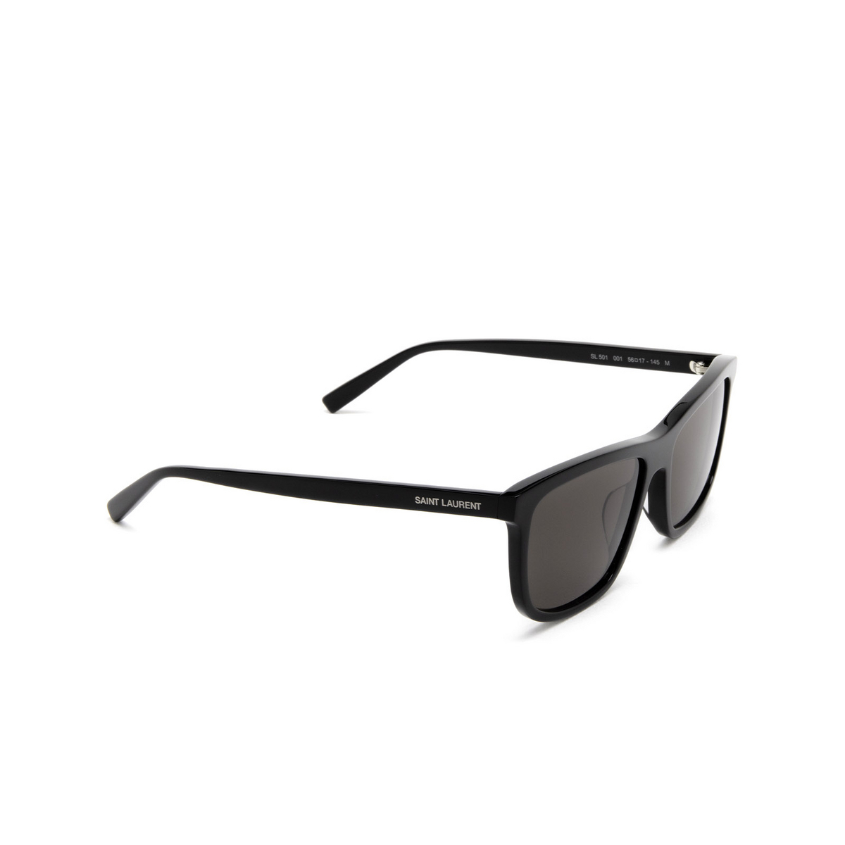 Saint Laurent SL 501 Sunglasses 001 Black - three-quarters view