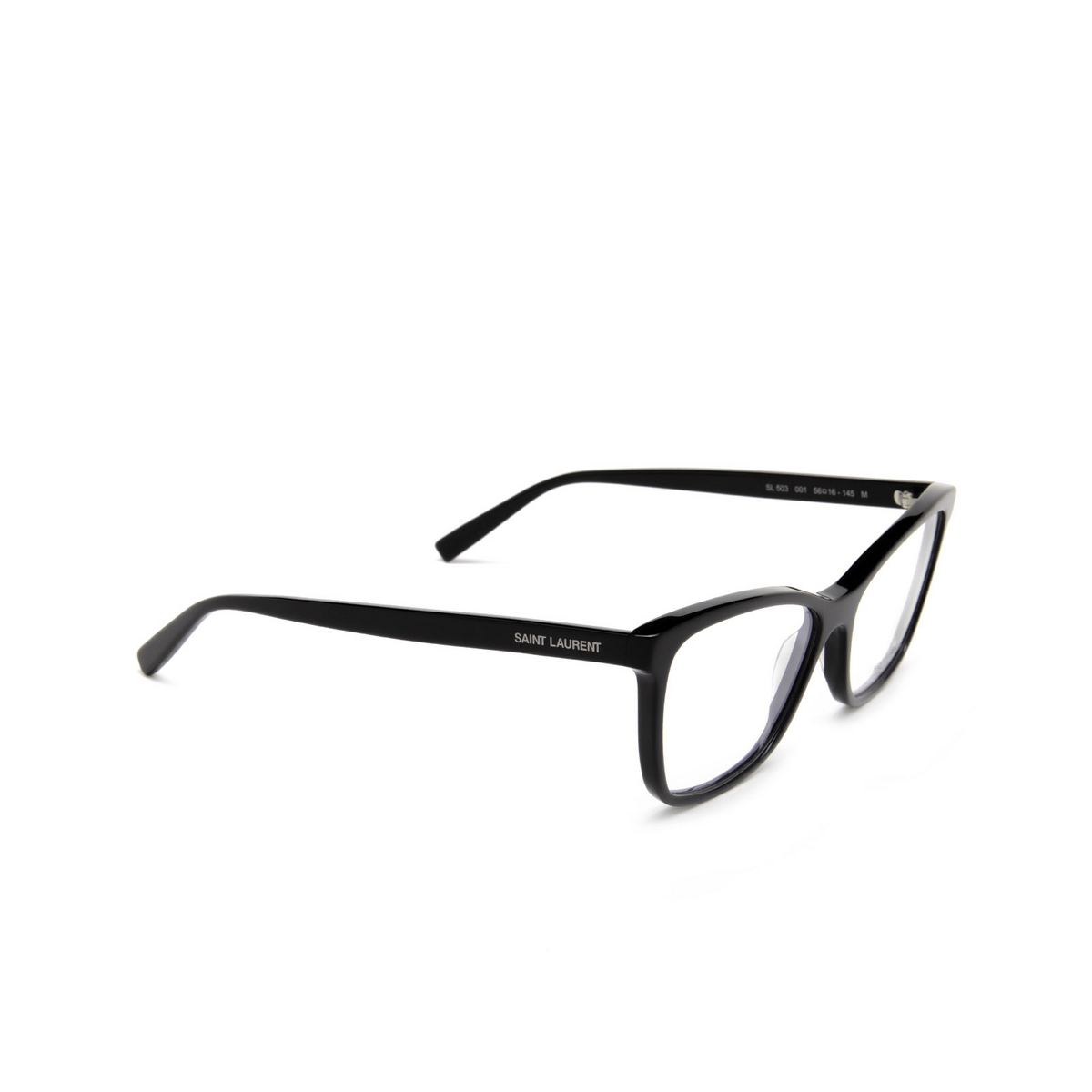 Saint Laurent® Cat-eye Eyeglasses: SL 503 color Black 001 - three-quarters view.