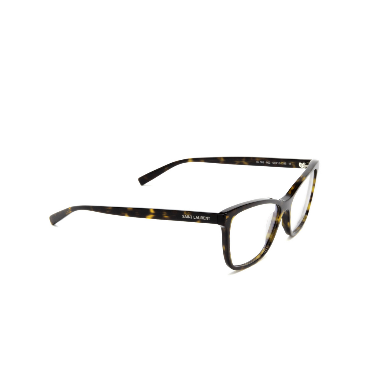Saint Laurent® Cat-eye Eyeglasses: SL 503 color Havana 002 - three-quarters view.