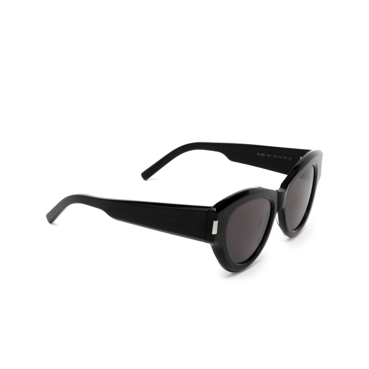 Saint Laurent® Cat-eye Sunglasses: SL 506 color Black 001 - three-quarters view.