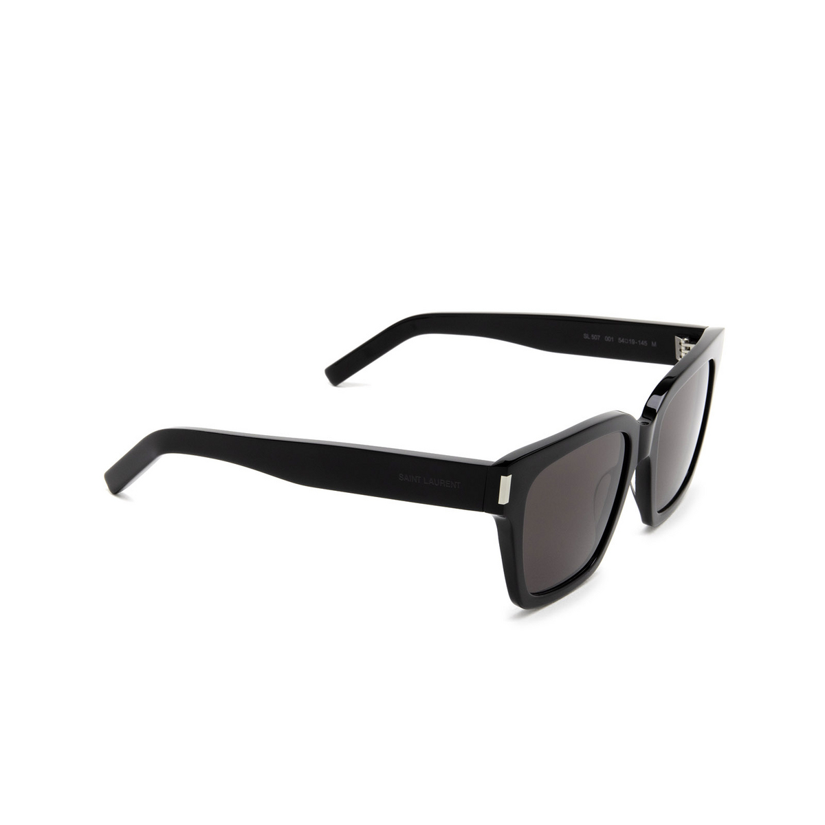 Saint Laurent® Square Sunglasses: SL 507 color Black 001 - three-quarters view.