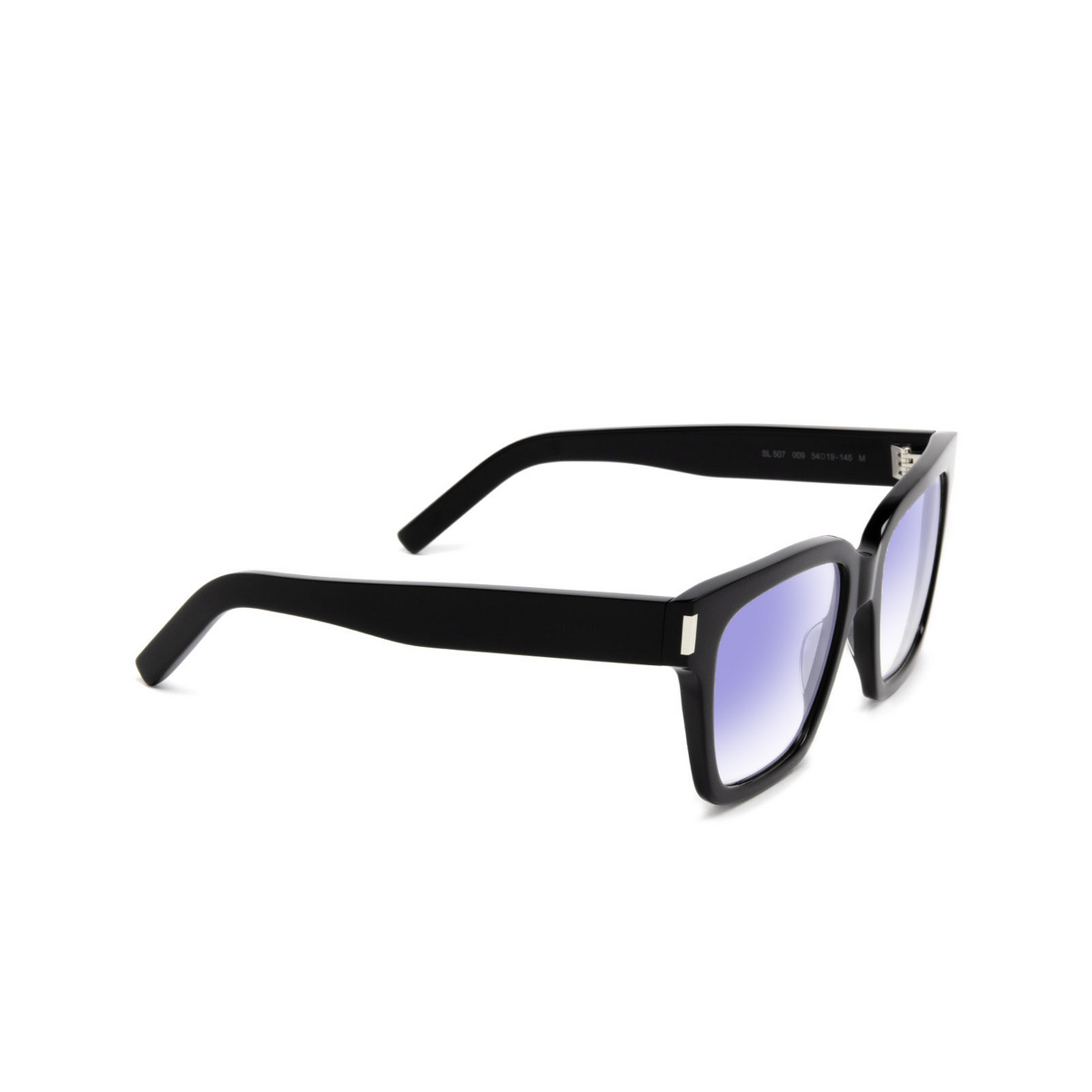 Saint Laurent® Square Sunglasses: SL 507 color Black 009 - three-quarters view.