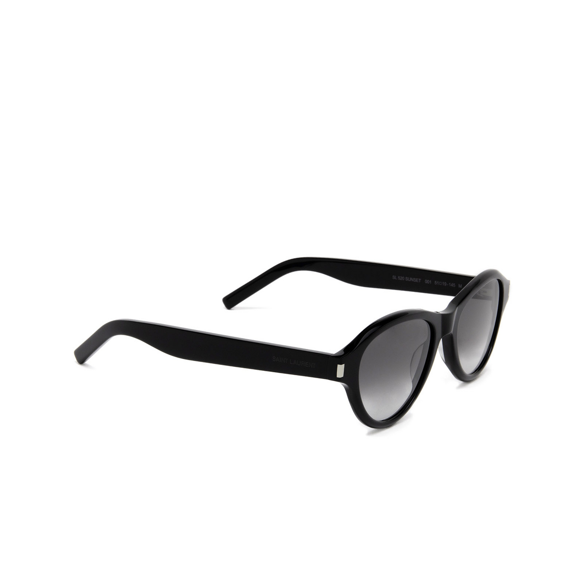 Saint Laurent® Oval Sunglasses: SL 520 SUNSET color Black 001 - three-quarters view.