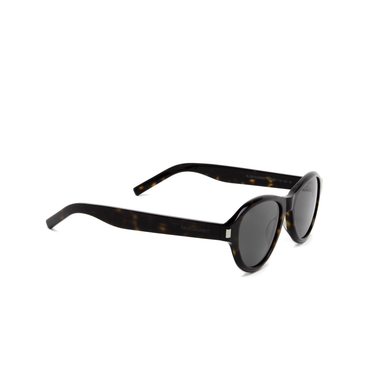 Saint Laurent® Oval Sunglasses: SL 520 SUNSET color Havana 002 - three-quarters view.