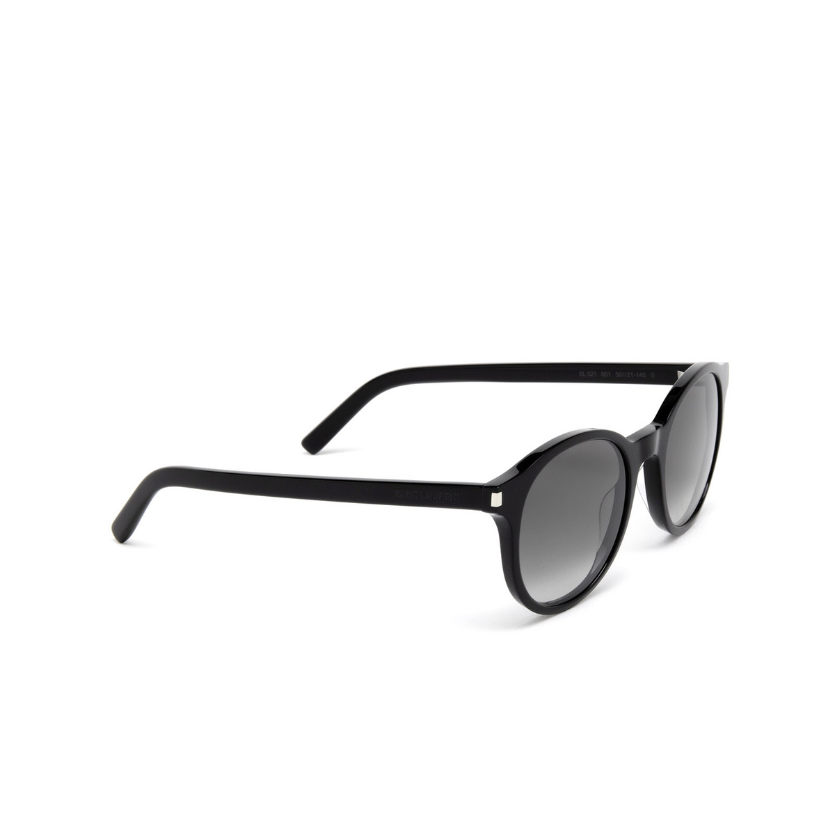 Saint Laurent® Round Sunglasses: SL 521 color Black 001 - three-quarters view.