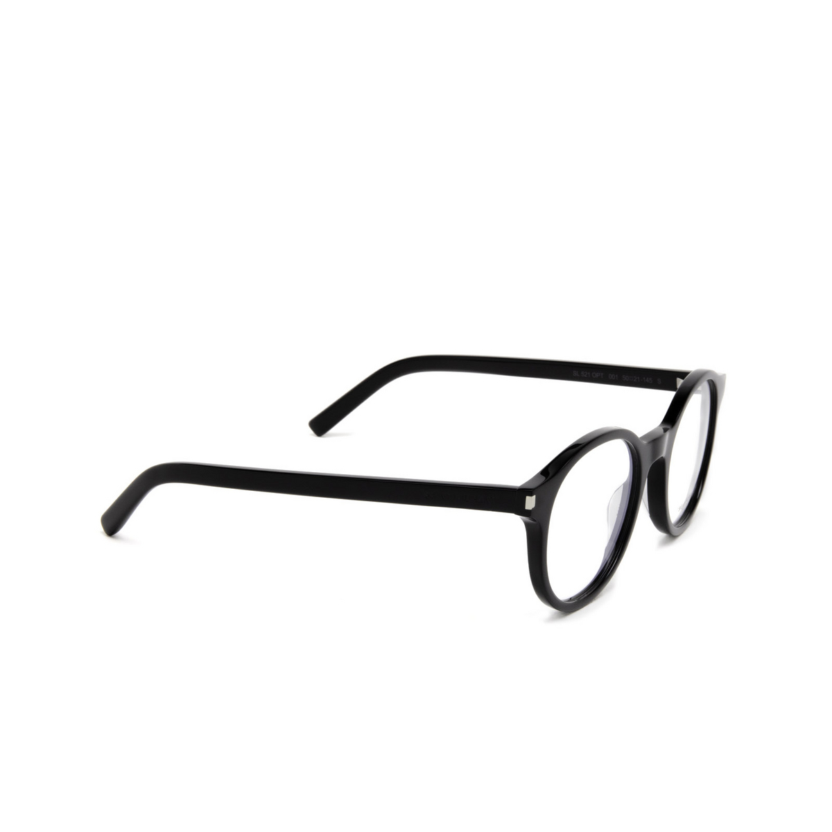 Saint Laurent® Round Eyeglasses: SL 521 OPT color 001 Black - three-quarters view