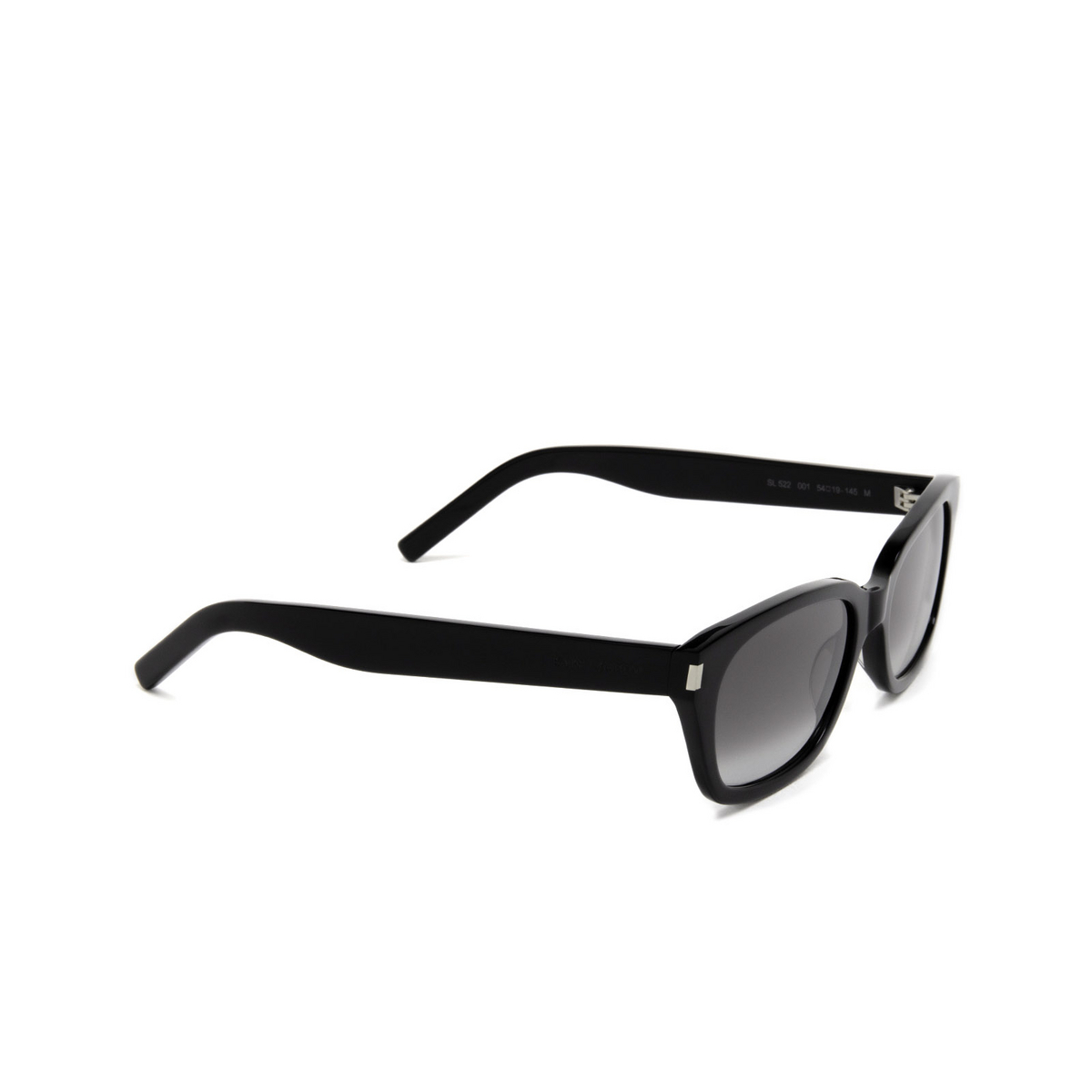 Saint Laurent® Rectangle Sunglasses: SL 522 color Black 001 - three-quarters view.