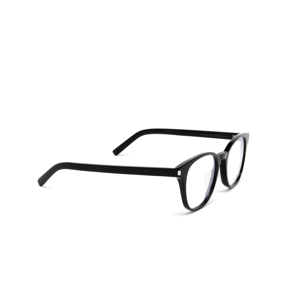 Saint Laurent® Round Eyeglasses: SL 523 color 001 Black - three-quarters view