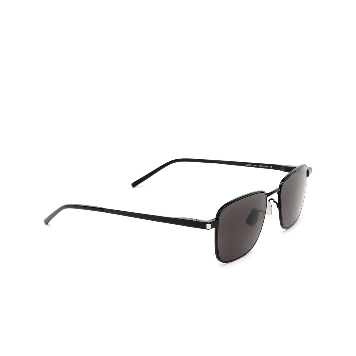 Saint Laurent® Square Sunglasses: SL 529 color Black 001 - three-quarters view.