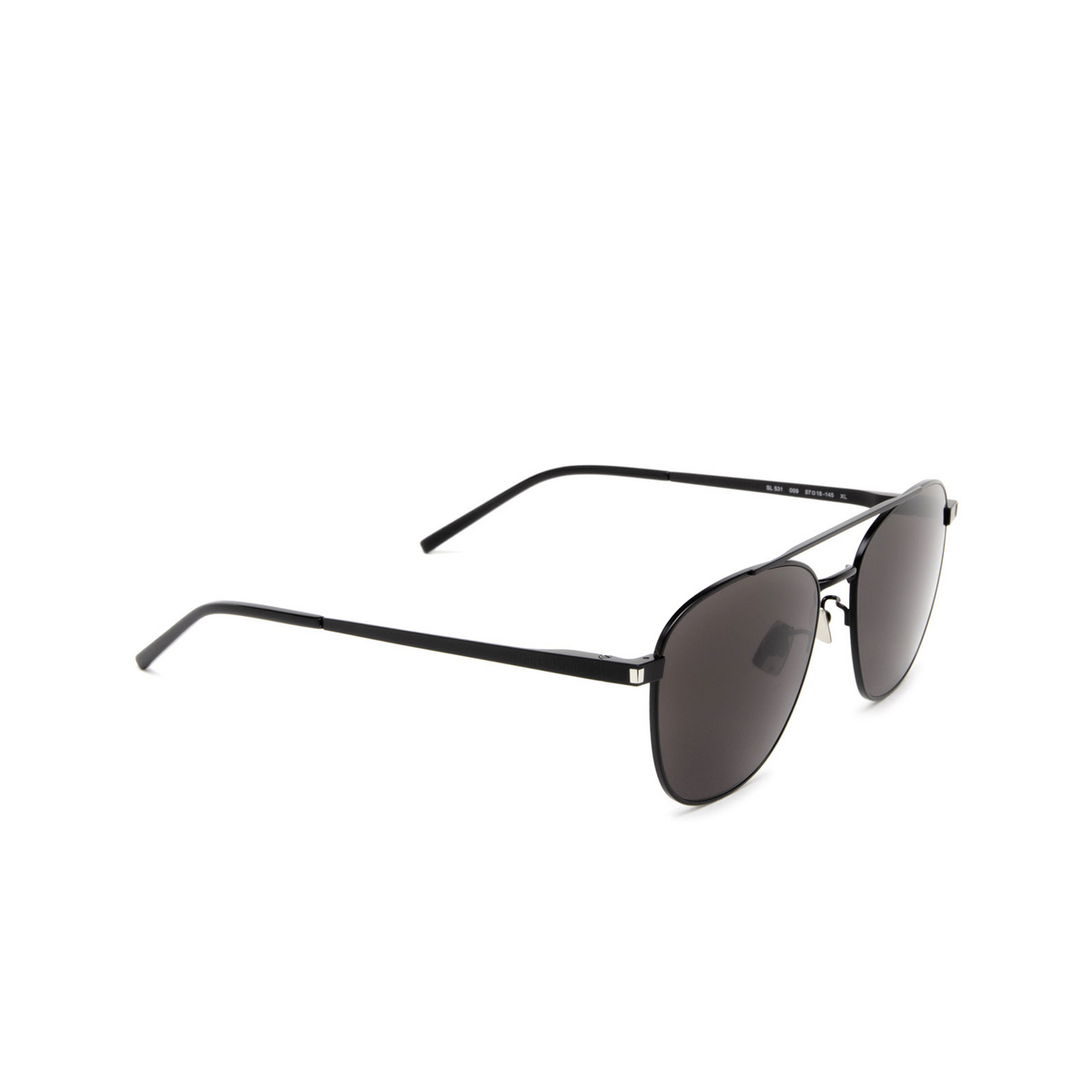 Saint Laurent® Aviator Sunglasses: SL 531 color Black 009 - three-quarters view.