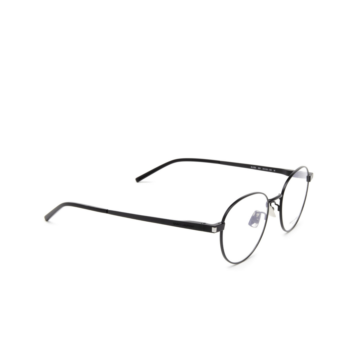 Saint Laurent® Round Eyeglasses: SL 532 color Black 001 - three-quarters view.