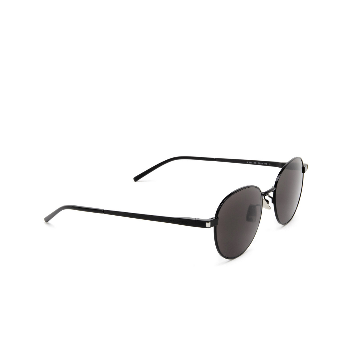 Saint Laurent® Round Sunglasses: SL 533 color Black 009 - three-quarters view.