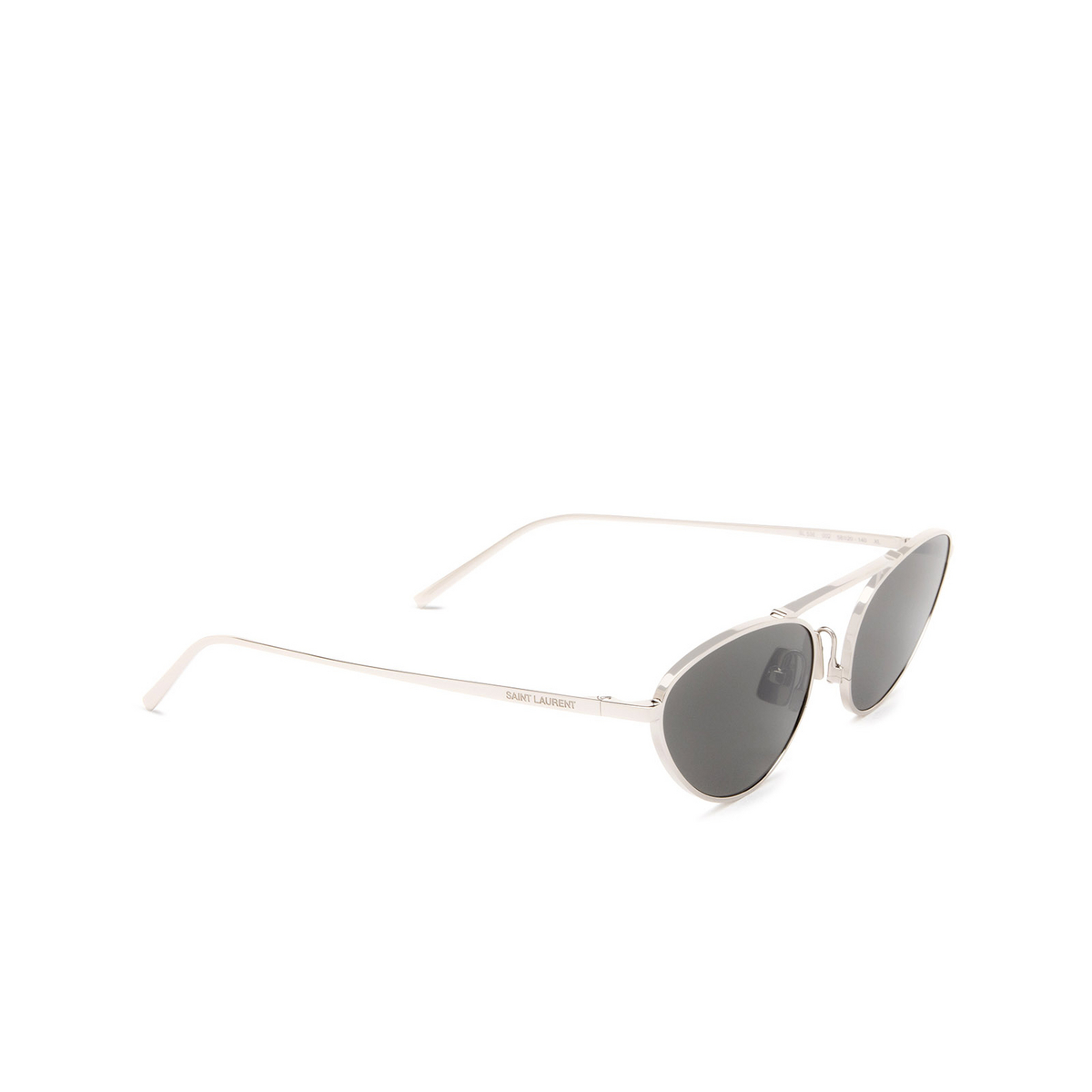 Saint Laurent® Oval Sunglasses: SL 538 color 002 Silver - three-quarters view