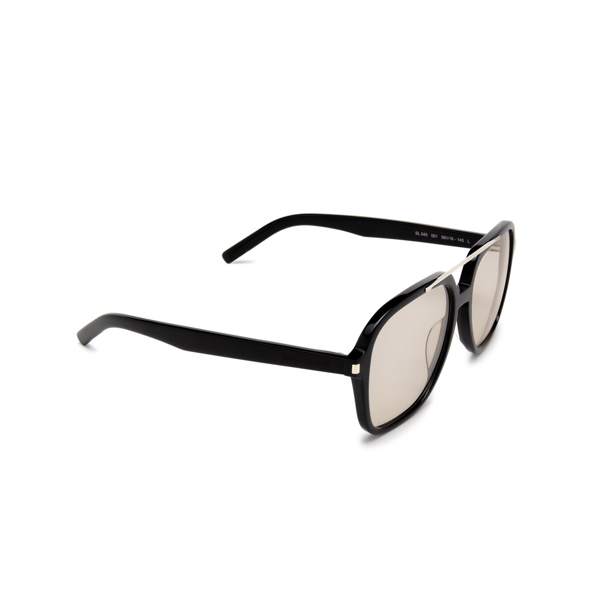 Saint Laurent® Aviator Sunglasses: SL 545 color 001 Black - three-quarters view