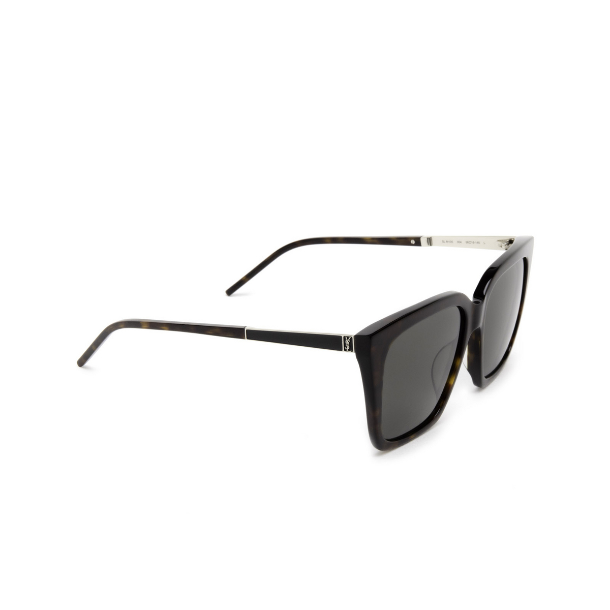 Saint Laurent® Square Sunglasses: SL M100 color Havana 004 - three-quarters view.