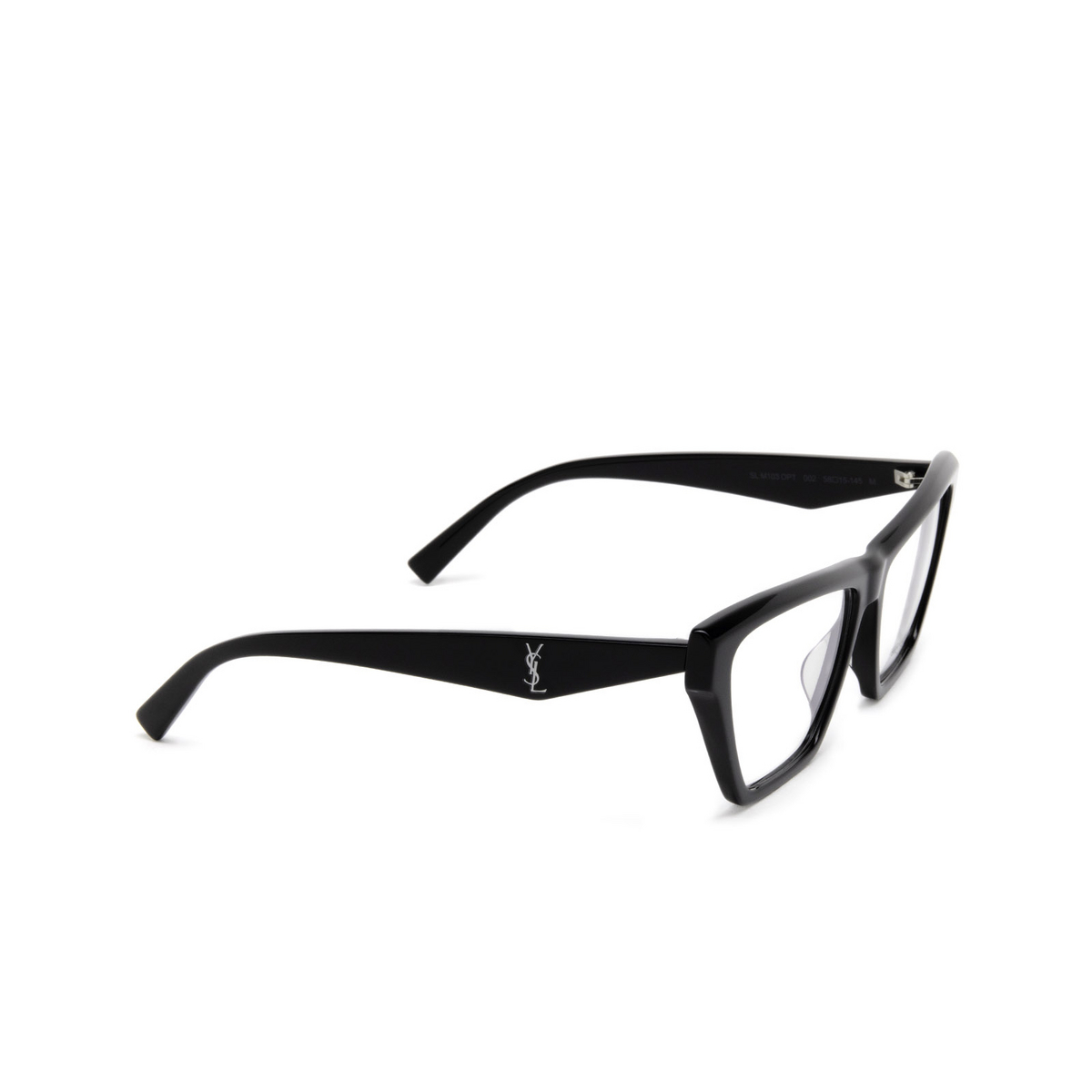 Saint Laurent® Cat-eye Eyeglasses: SL M103 OPT color 002 Black - three-quarters view