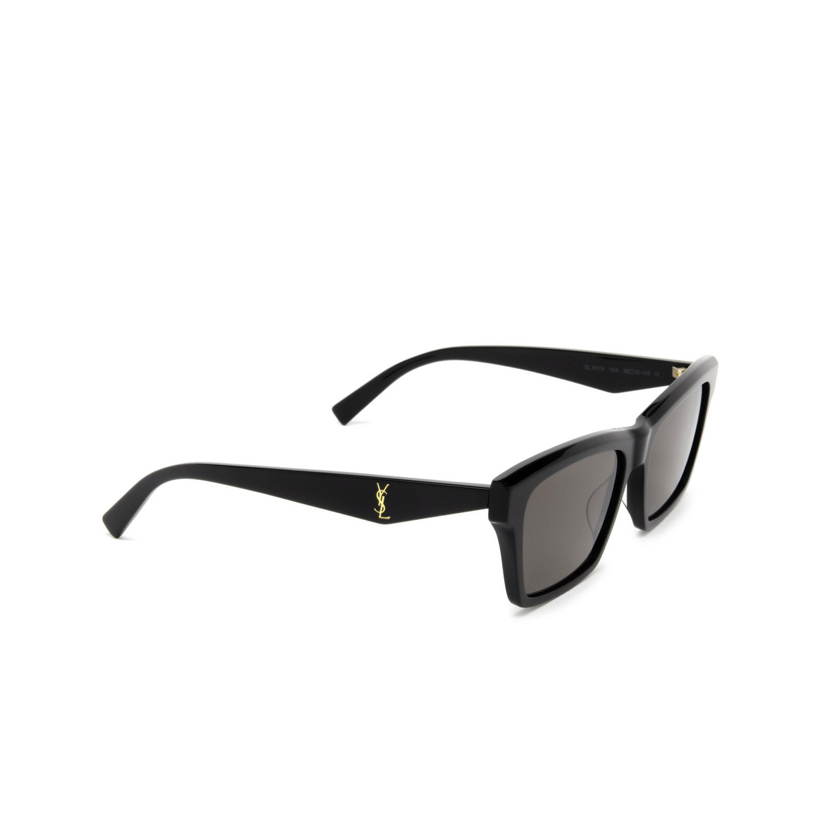 Saint Laurent® Rectangle Sunglasses: SL M104 color Black 004 - three-quarters view.