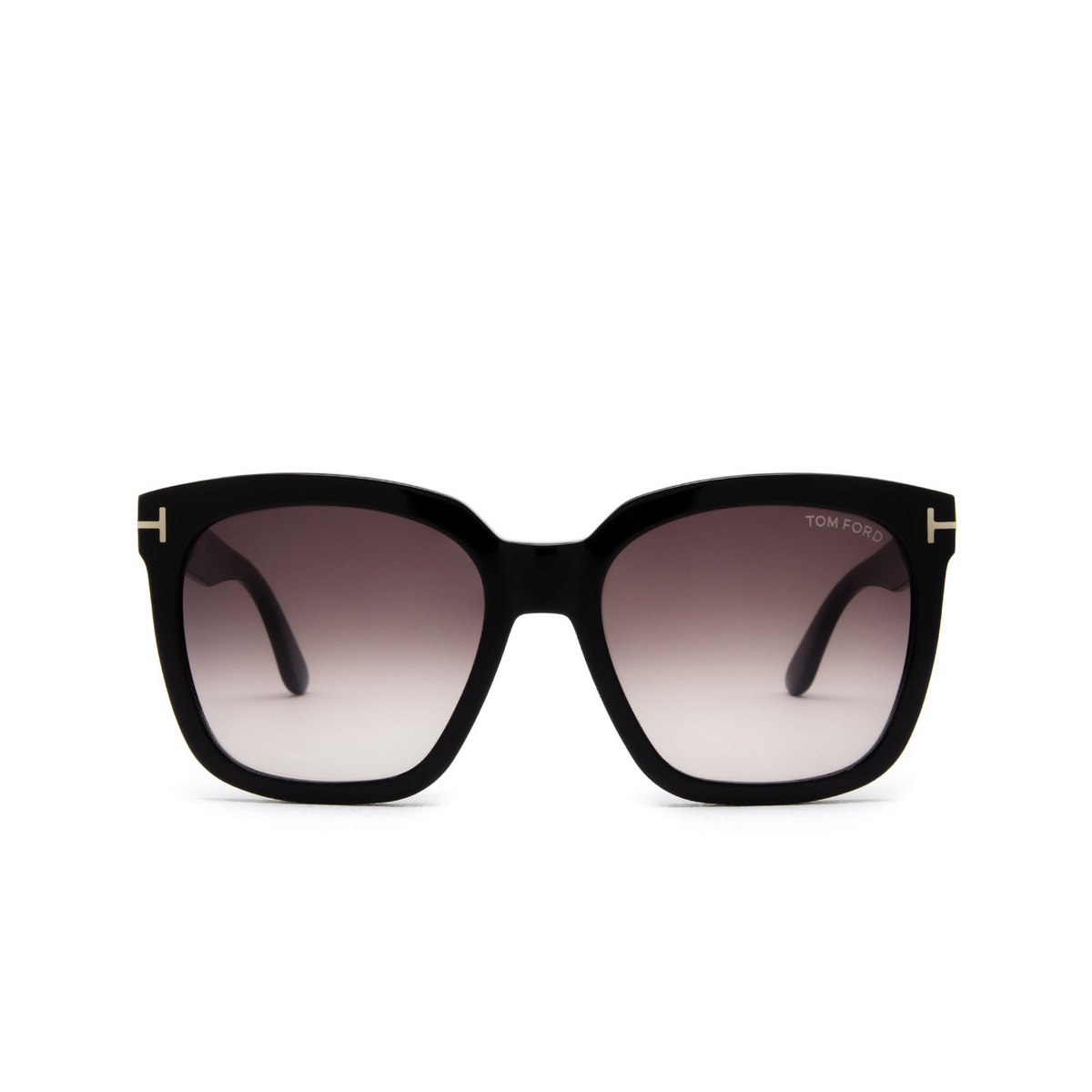 Tom Ford® Square Sunglasses: Amarra FT0502 color Black 01T - front view.